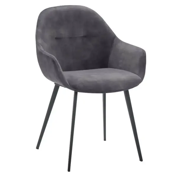 Stoelen | TERA | Fluweel/Metaal | Anthracite | Zwarte Poten | Indoor | 2 Stuks | 560x650x820(h)mm