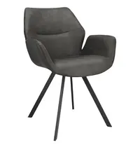 HC Stoelen | PERLA | Leer/Metaal | Anthracite | Zwarte Poten | Indoor | 2 Stuks | 620x620x850(h)mm 