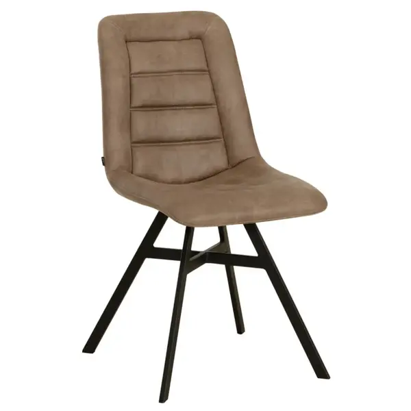 Stoelen | NIELS | Polyester/Metaal | Truffle | Zwarte Poten | Indoor | 2 Stuks | 480x640x890(h)mm