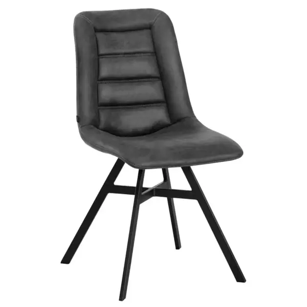 Stoelen | NIELS | Polyester/Metaal | Anthracite | Zwarte Poten | Indoor | 2 Stuks | 480x640x890(h)mm