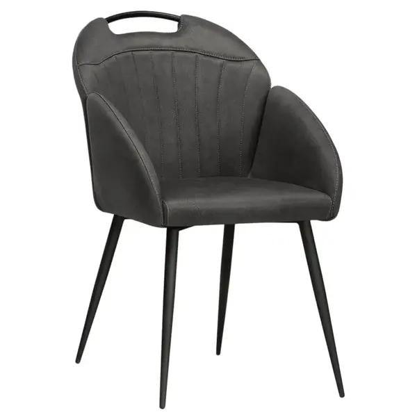 Stoelen | BELIZE | Microvezel/Metaal | Anthracite | Zwarte Poten | Indoor | 2 Stuks | 550x600x880(h)mm