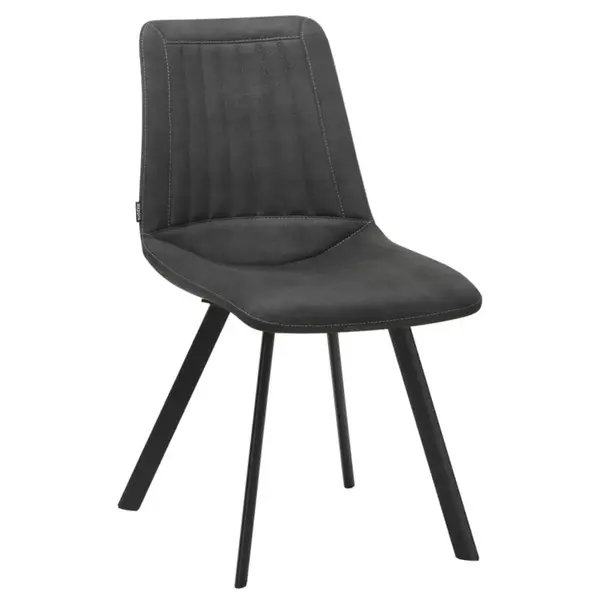 Stoelen | PLUTO | Microvezel/Metaal | Anthracite | Zwarte Poten | Indoor | 2 Stuks | 470x660x860(h)mm
