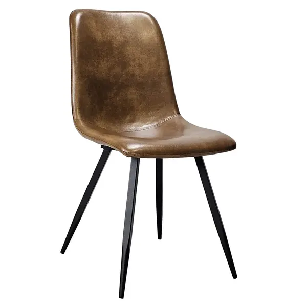 Stoelen | SPECTRA |  Kunstleer/Metaal | Dark Cognac | Zwarte Poten | Indoor | 2 Stuks | 540x610x860(h)mm