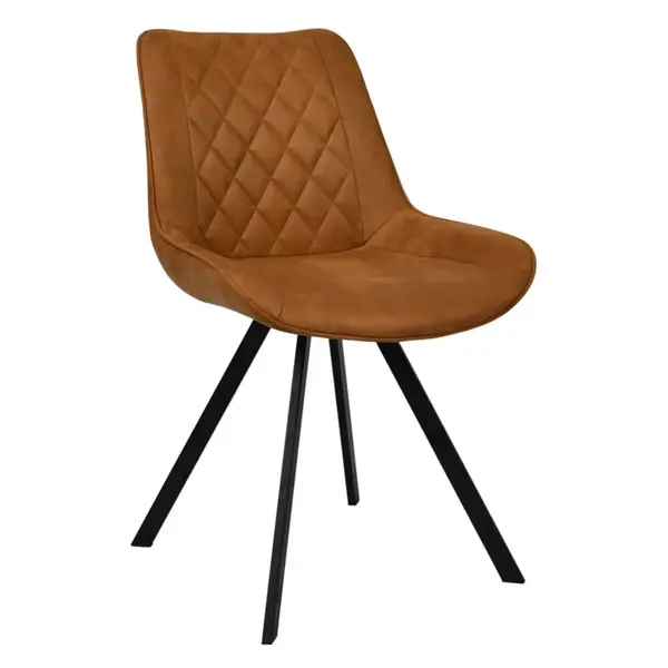 Stoelen | TES DIAMOND | Microvezel/Metaal | Cognac | Zwarte Poten | Indoor | 2 Stuks | 510x610x810(h)mm
