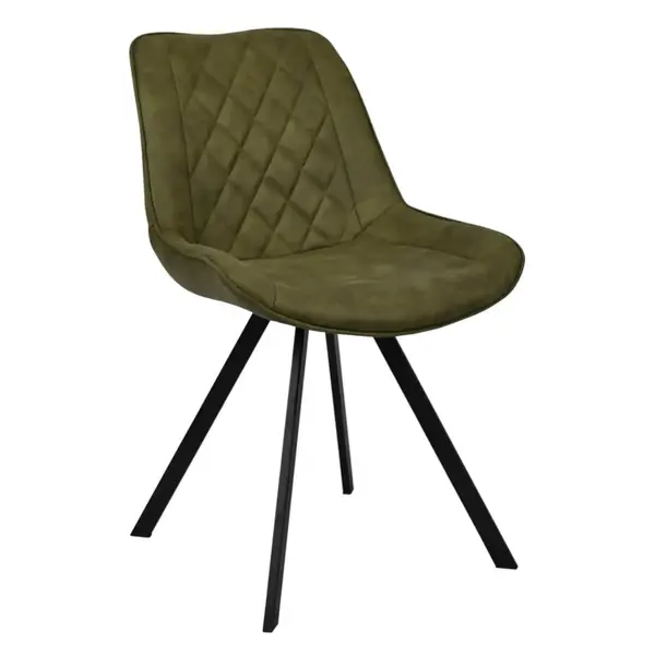 Stoelen | TES DIAMOND | Microvezel/Metaal | Olive | Zwarte Poten | Indoor | 2 Stuks | 510x610x810(h)mm