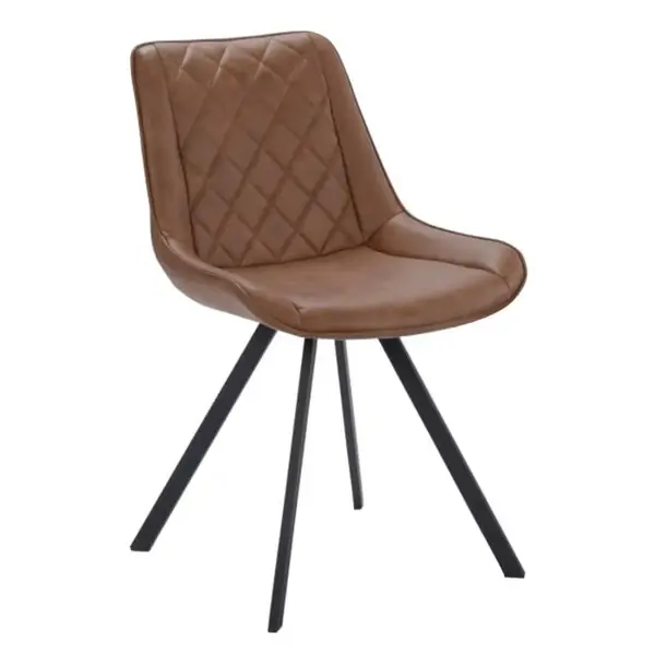 Stoelen | TES DIAMOND | Kunstleer/Metaal | Mocca | Zwarte Poten | Indoor | 2 Stuks | 510x610x810(h)mm