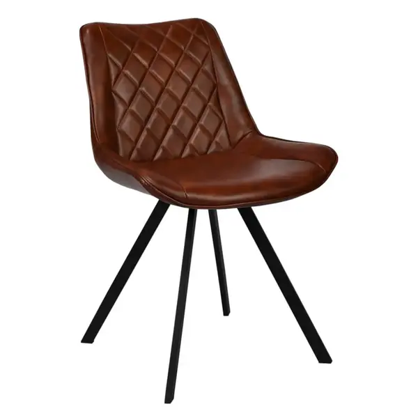 Stoelen | TES DIAMOND | Kunstleer/Metaal | Brown | Zwarte Poten | Indoor | 2 Stuks | 510x610x810(h)mm