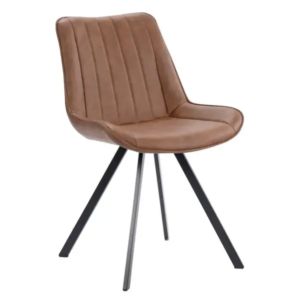 Stoelen | HERCULES | Kunstleer/Metaal | Mocca | Zwarte Poten | Indoor | 2 Stuks | 510x610x810(h)mm