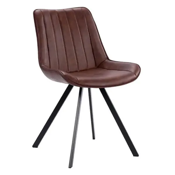 Stoelen | HERCULES | Kunstleer/Metaal | Brown | Zwarte Poten | Indoor | 2 Stuks | 510x610x810(h)mm