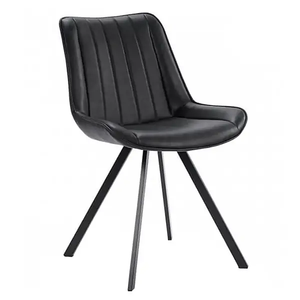 Stoelen | HERCULES | Kunstleer/Metaal | Black | Zwarte Poten | Indoor | 2 Stuks | 510x610x810(h)mm