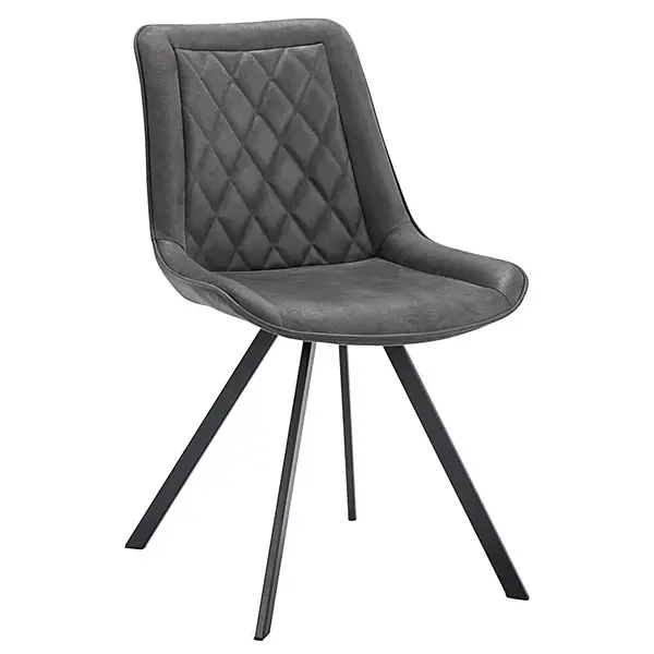Stoelen | JORIS | Leer/Metaal | Graphite | Zwarte Poten | Indoor | 2 Stuks | 510x600x850(h)mm