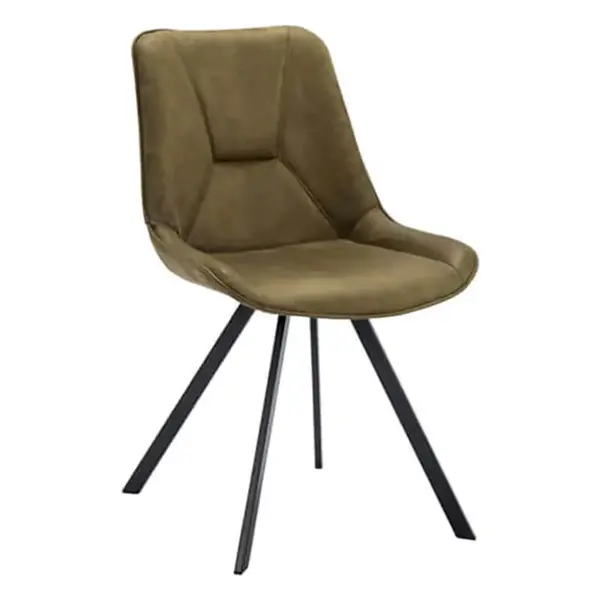 Stoelen | CARMEN | Leer/Metaal | Moss | Zwarte Poten | Indoor | 2 Stuks | 510x600x830(h)mm
