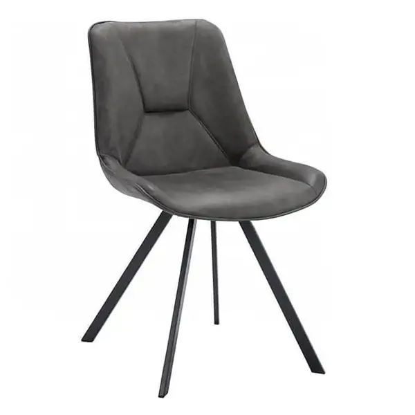 Stoelen | CARMEN | Leer/Metaal | Graphite | Zwarte Poten | Indoor | 2 Stuks | 510x600x830(h)mm