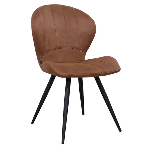 Stoelen | MAGIC | Microvezel/Metaal | Cognac | Zwarte Poten | Indoor | 2 Stuks | 520x610x880(h)mm