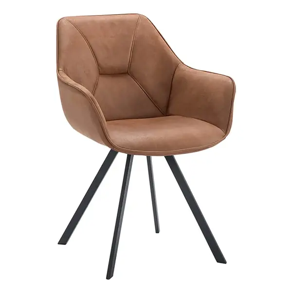 Stoelen | BELI | Leer/Metaal | Camel | Zwarte Poten | Indoor | 2 Stuks | 600x620x850(h)mm