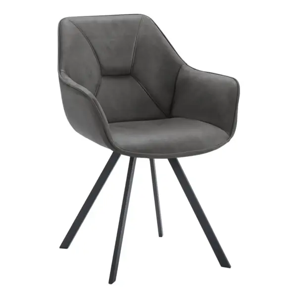 Stoelen | BELI | Leer/Metaal | Graphite | Zwarte Poten | Indoor | 2 Stuks | 600x620x850(h)mm