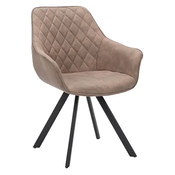 Stoelen | TITAN DIAMOND | Microvezel/Metaal | Mocca | Zwarte Poten | Indoor | 2 Stuks | 570x560x850(h)mm