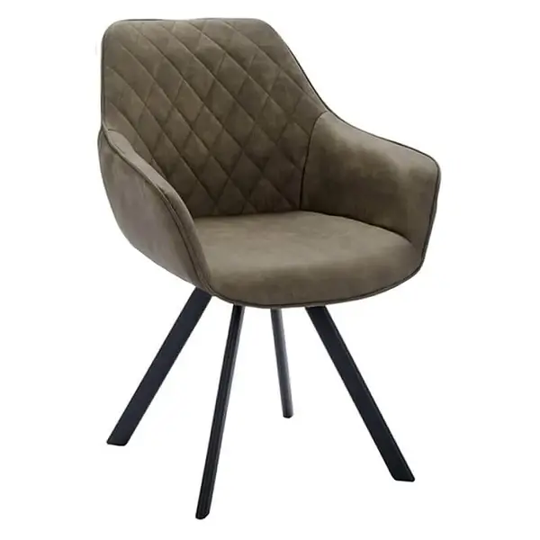 Stoelen | TITAN DIAMOND | Microvezel/Metaal | Olive | Zwarte Poten | Indoor | 2 Stuks | 570x560x850(h)mm