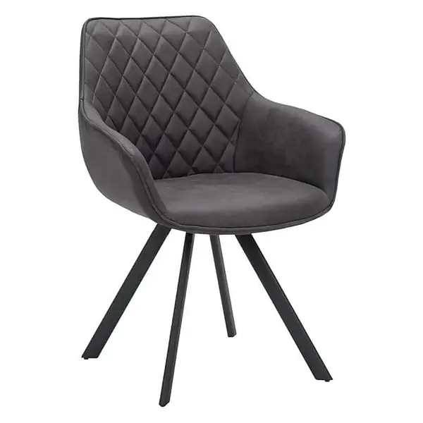 Stoelen | TITAN DIAMOND | Microvezel/Metaal | Grey | Zwarte Poten | Indoor | 2 Stuks | 570x560x850(h)mm