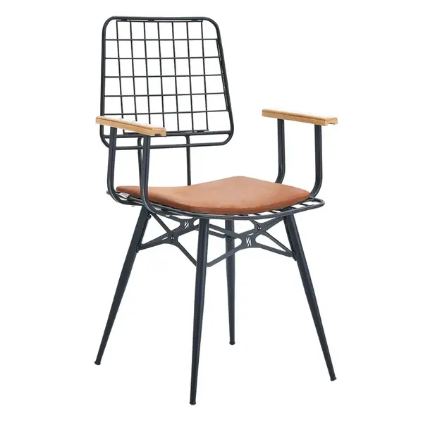 Stoelen | RIO | Microvezel/Metaal | Cognac | Zwart Frame | Indoor | 2 Stuks | 530x410x900(h)mm