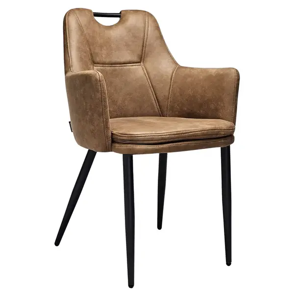 Stoelen | VICTORIA | Microvezel/Metaal | Cognac | Zwarte Poten | Indoor | 2 Stuks | 580x570x865(h)mm