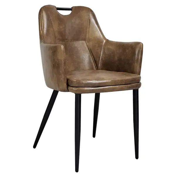 Stoelen | VICTORIA | Kunstleer/Metaal | Matte Cognac | Zwarte Poten | Indoor | 2 Stuks | 580x570x865(h)mm