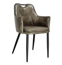 HC Stoelen | VICTORIA | Kunstleer/Metaal | Matte Olive | Zwarte Poten | Indoor | 2 Stuks | 580x570x865(h)mm 