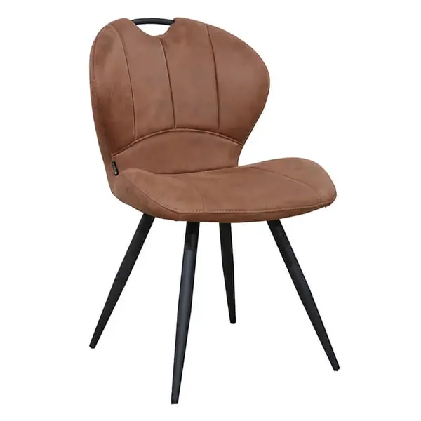 Stoelen | MIRACLE | Microvezel/Metaal | Cognac | Zwarte Poten | Indoor | 2 Stuks | 540x640x880(h)mm