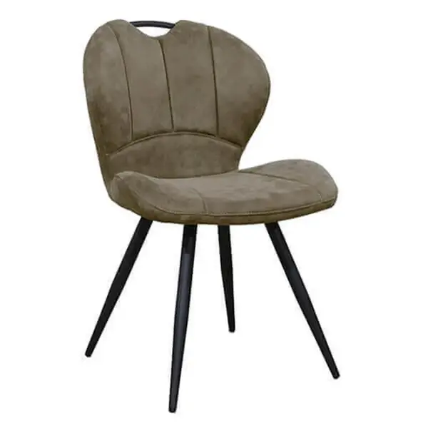 Stoelen | MIRACLE | Microvezel/Metaal | Olive | Zwarte Poten | Indoor | 2 Stuks | 540x640x880(h)mm