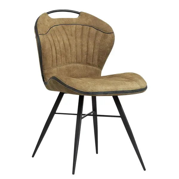 Stoelen | SPLASH | Microvezel/Metaal | Cognac | Zwarte Poten | Indoor | 2 Stuks | 620x540x870(h)mm