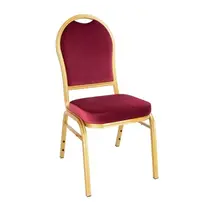 Bolero Banketstoelen | REGAL | Textiel/Aluminium | Bordeaux | Goudkleurig Frame | Indoor | Stapelbaar | 4 Stuks | 570x450x940(h)mm