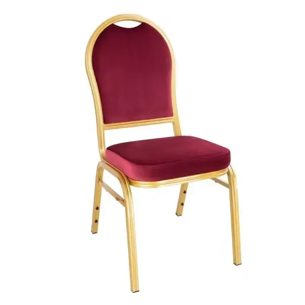 Banketstoelen | REGAL | Textiel/Aluminium | Bordeaux | Goudkleurig Frame | Indoor | Stapelbaar | 4 Stuks | 570x450x940(h)mm