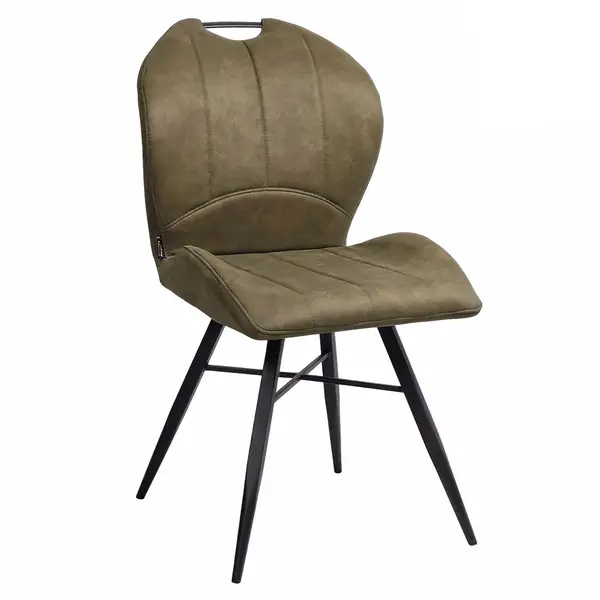 Stoelen | ELITE | Microvezel/Metaal | Olive | Zwarte Poten | Indoor | 2 Stuks | 540x640x880(h)mm