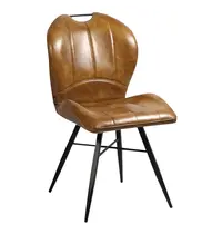 HC Stoelen | ELITE | Kunstleer/Metaal | Cognac | Zwarte Poten | Indoor | 2 Stuks | 540x640x880(h)mm