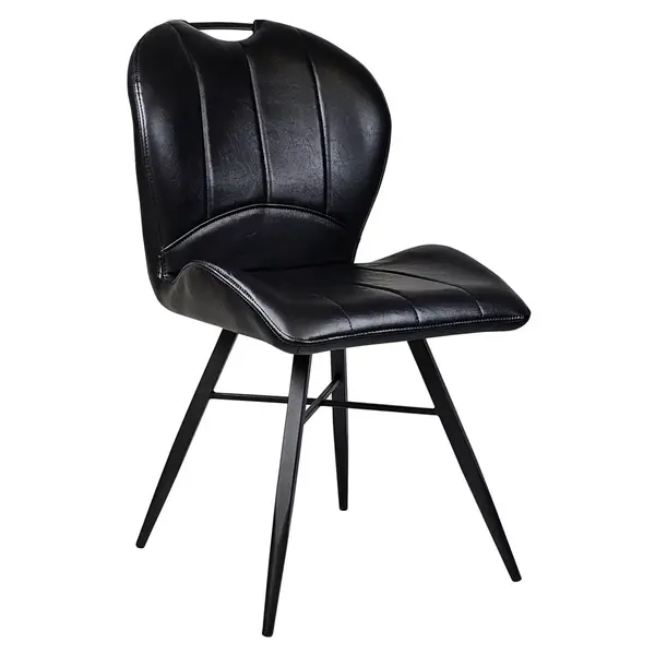 Stoelen | ELITE | Kunstleer/Metaal | Black | Zwarte Poten | Indoor | 2 Stuks | 540x640x880(h)mm