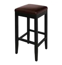 Bolero Barkrukken | Kunstleer/Hout | Dark Brown | Houtlook Frame | Indoor | 2 Stuks | 410x410x760(h)mm