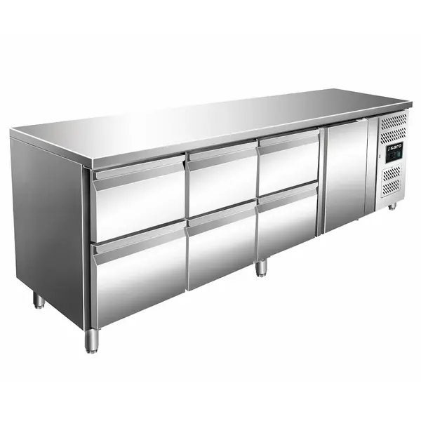 Koelwerkbank | KYLJA | 503L | 1 Deur + 6 Laden (1/1 GN) | -2°C/+8°C | Geforceerd | 2230x700x920(h)mm