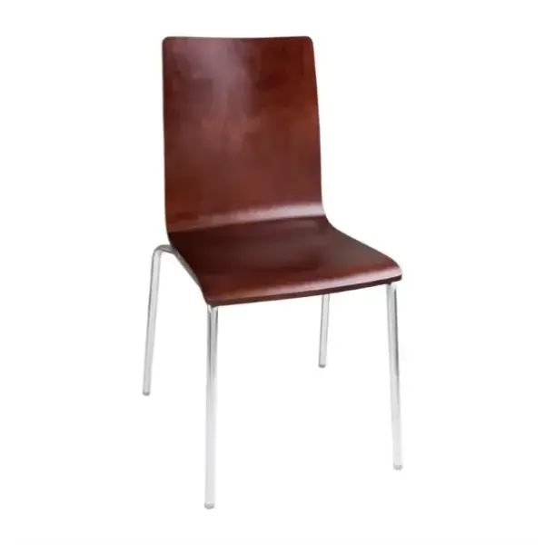 Stoelen | Hout/Staal | Hout (Walnut) | Grijze Poten | Indoor | Stapelbaar | 4 Stuks | 505x520x855(h)mm