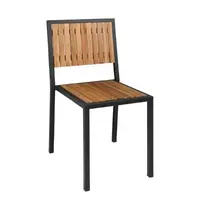 Bolero Stoelen | Hout/Staal | Hout (Acacia) | Zwart Frame | In-/Outdoor | Stapelbaar | 4 Stuks | 450x530x860(h)mm 