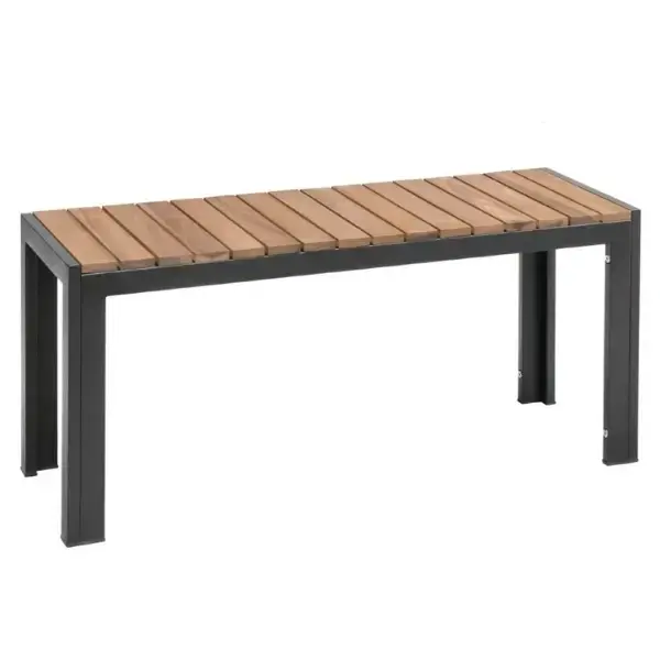 Banken | Hout/Staal | Hout (Acacia) | Zwart Frame | In-/Outdoor | 2 Stuks | 1000x350x450(h)mm