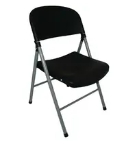 Bolero Opklapbare Stoelen | Kunststof/Staal | Black | Grijs Frame | In-/Outdoor | 2 Stuks | 490x500x810(h)mm