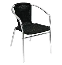 Bolero Stoelen | Polyrotan/Aluminium | Black | Grijs Frame | In-/Outdoor | Stapelbaar | 4 Stuks | 530x850x735(h)mm 