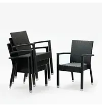Bolero Stoelen | Polyrotan/Aluminium | Anthracite | In-/Outdoor | Stapelbaar | 4 Stuks | 560x602x853(h)mm