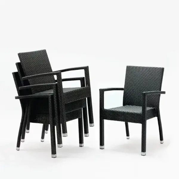 Stoelen | Polyrotan/Aluminium | Anthracite | In-/Outdoor | Stapelbaar | 4 Stuks | 560x602x853(h)mm