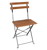 Bolero Opklapbare Stoelen | Hout/Staal | Houtlook | Zwart Frame | In-/Outdoor | 2 Stuks | 420x440x810(h)mm