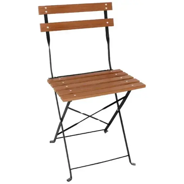Opklapbare Stoelen | Hout/Staal | Houtlook | Zwart Frame | In-/Outdoor | 2 Stuks | 420x440x810(h)mm