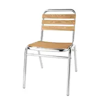 Bolero Stoelen | Hout/Aluminium | Hout (Essen) | Grijs Frame | In-/Outdoor | Stapelbaar | 4 Stuks | 485x565x773(h)mm