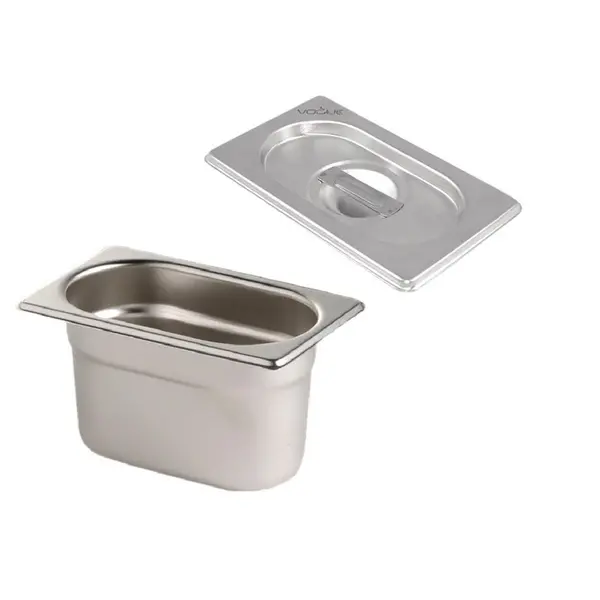 GN bakken RVS set met deksel 1/9 - 4,8L | Geschikt voor houder CC051
