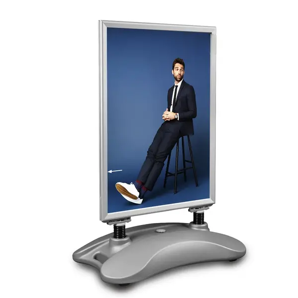 Stoepbord | HAMPTON PRO | Grijs | Kliklijst (A1) | Wind-/Waterbestendig + Verrijdbaar