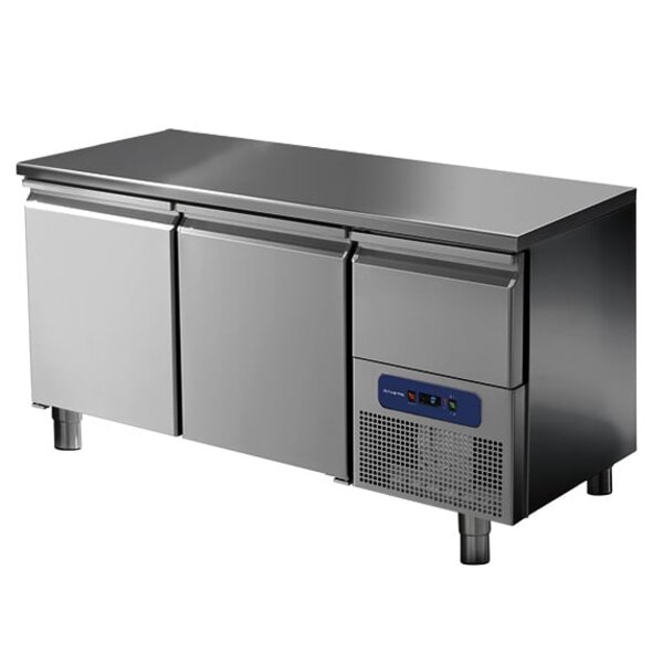 Koelwerkbank | OUTLETMODEL | 281L | 2 Deuren (1/1 GN) + 1 Lade | -2°C/+8°C | Geforceerd | 1400x700x850(h)mm
